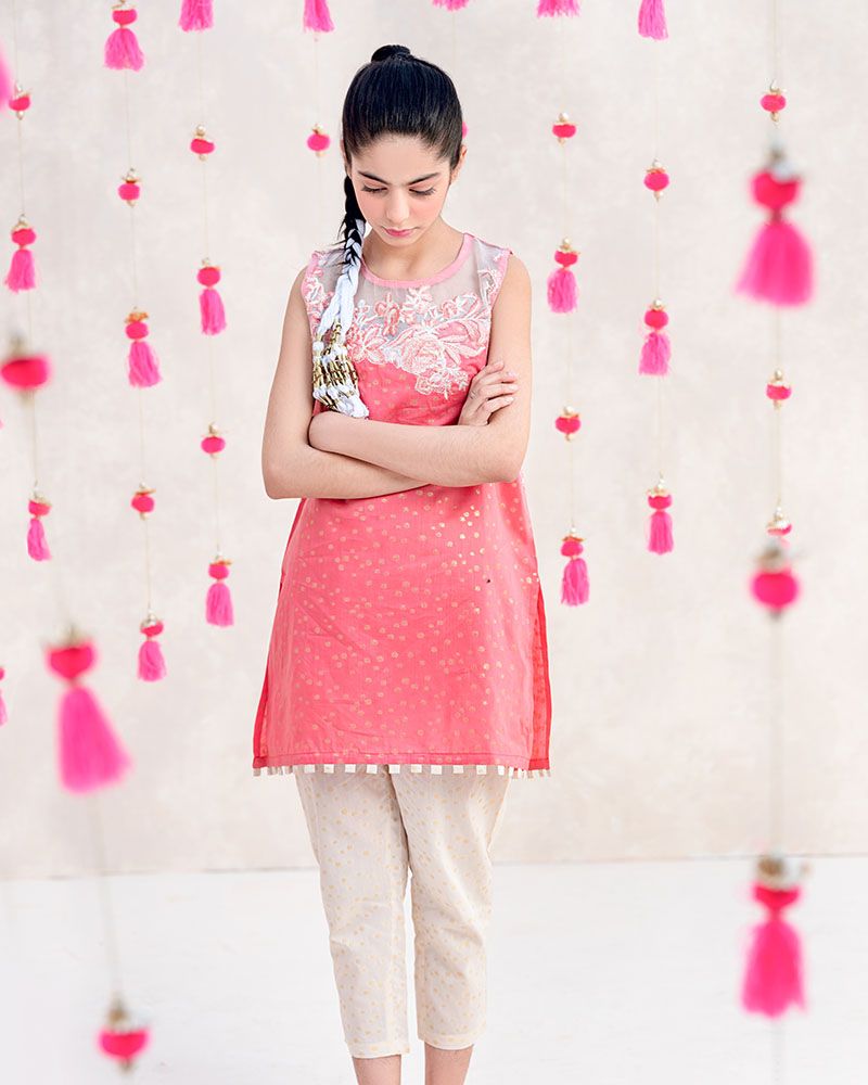 Coral Embroidered Set